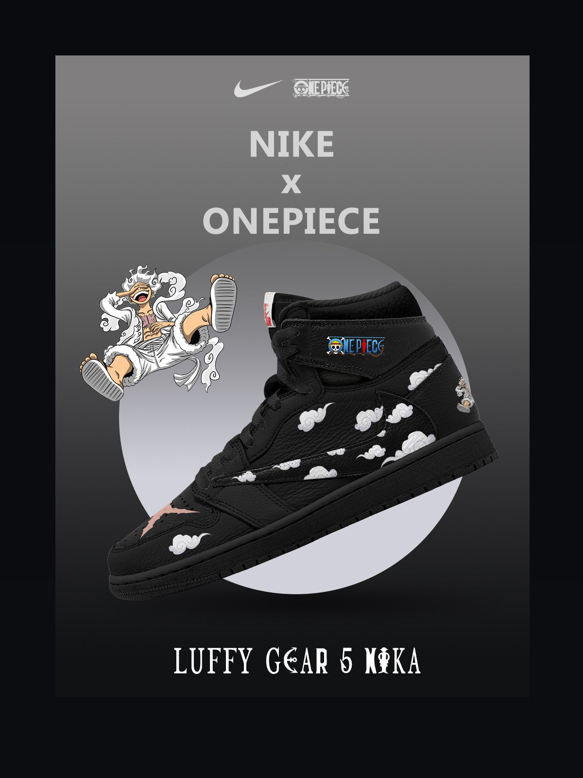 Baskets montantes personnalisées Luffy Gear 5 Nika V.1