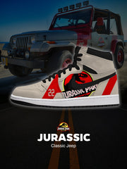Baskets montantes personnalisées Jurassic Classic Jeep V.1