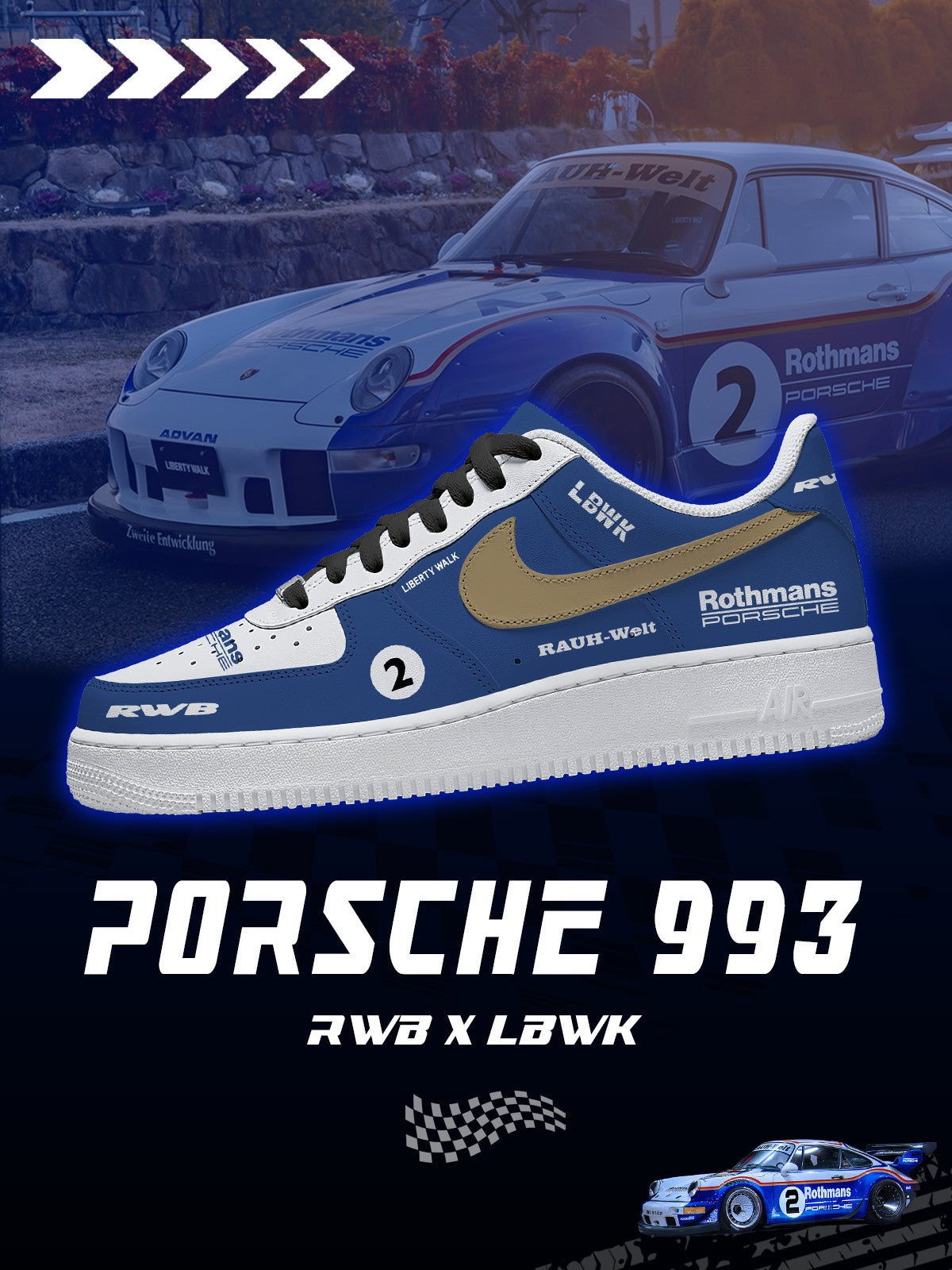 Baskets personnalisées 993 RWB x LBWK V.1