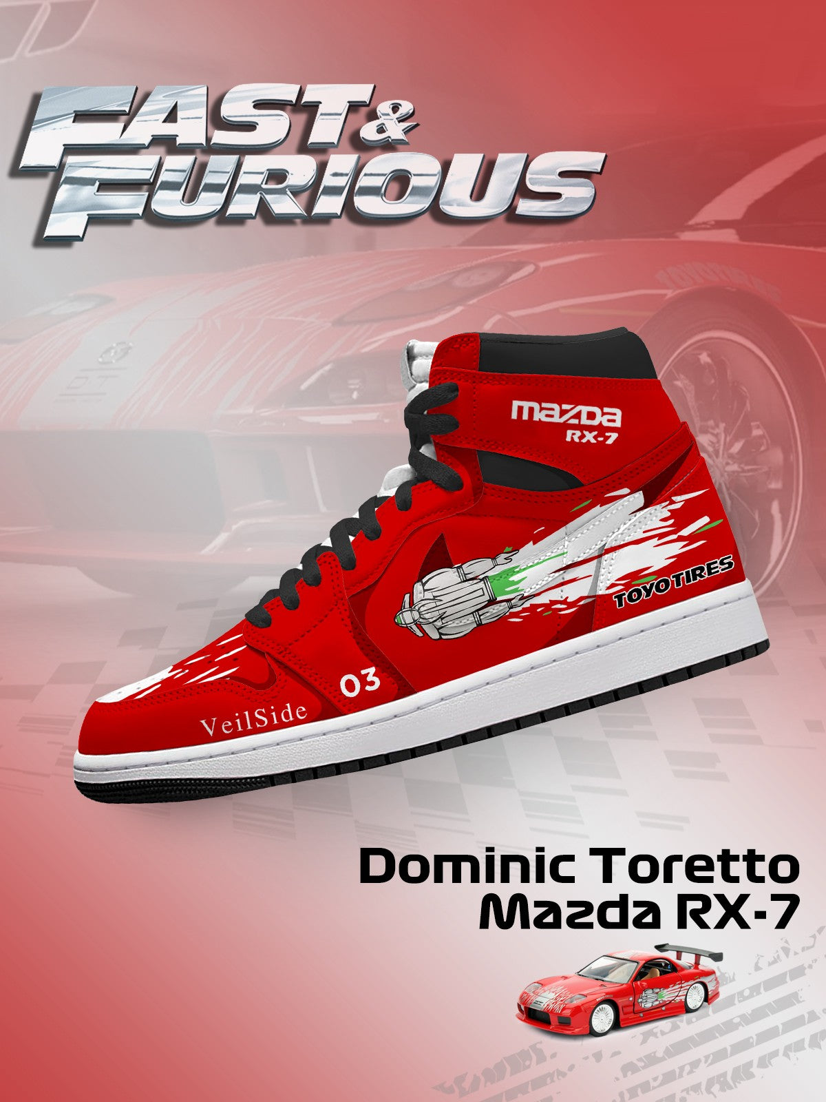 Dominic Toretto RX-7 V.1 Custom High-Top-Sneaker